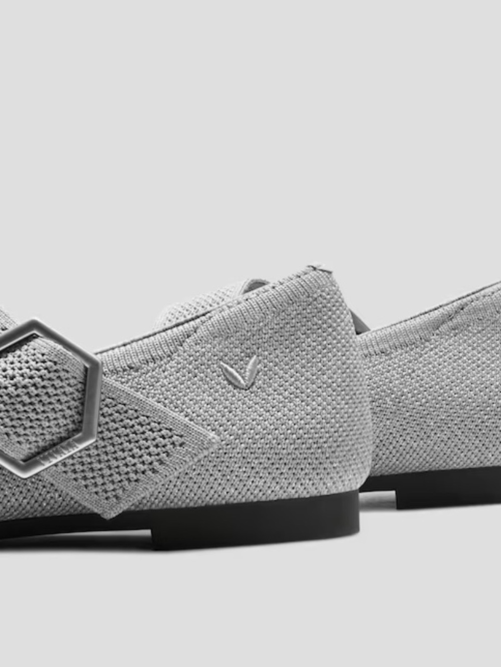 NWOT Grey Knit Mary Jane Flat with Buckle - Picture 4 of 15
